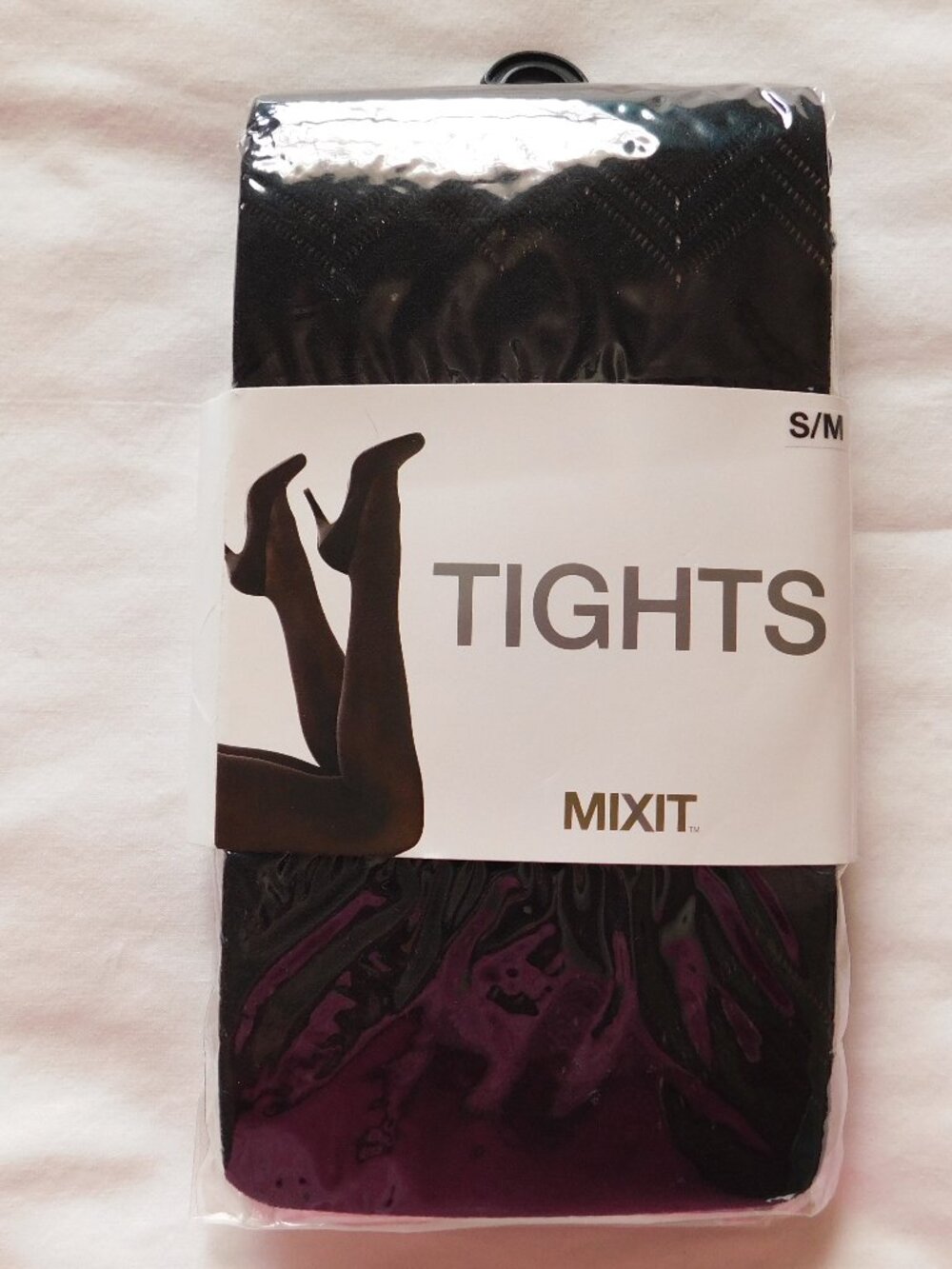 MIXIT Openwork Chevron Tights Black Size S/M